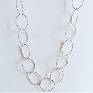 Sterling Silver Textured Oval Necklace 925 NWT